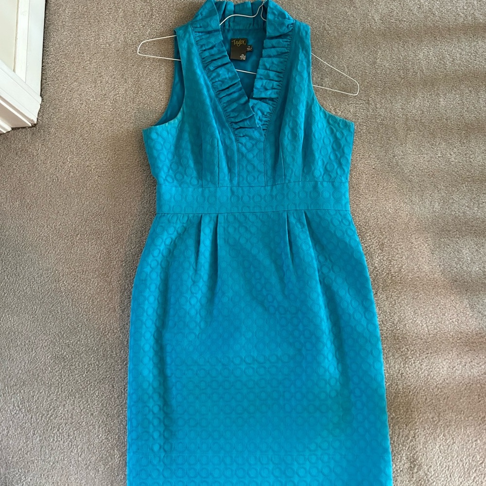 Taylor Ruffle Collar Blue Dress